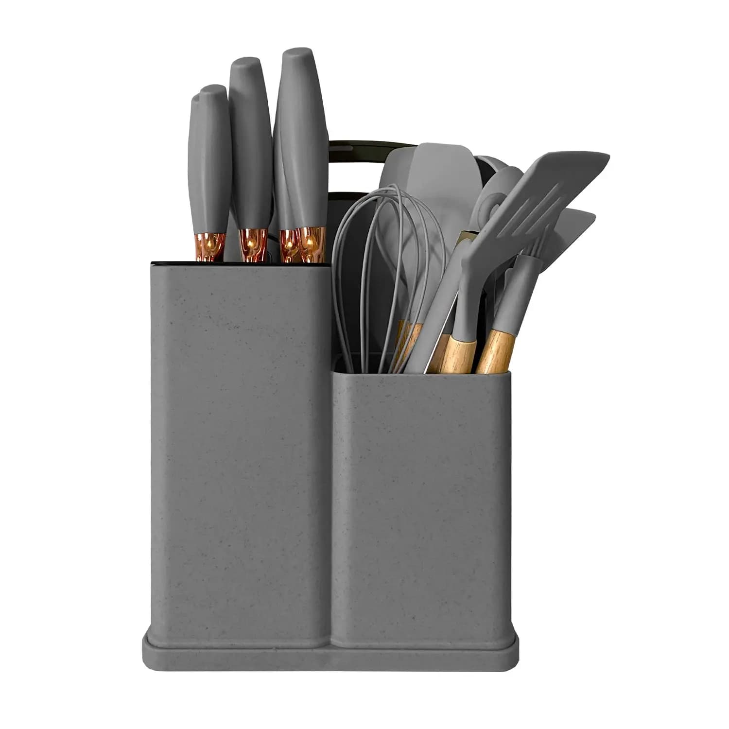 Set de Utensilios de Cocina de Silicona Antiadherentes -ONFENG OF2328 19 Piezas: 5 Cuchillos Versátiles, Tijeras, Pinzas, Tabla de Cortar, y 10