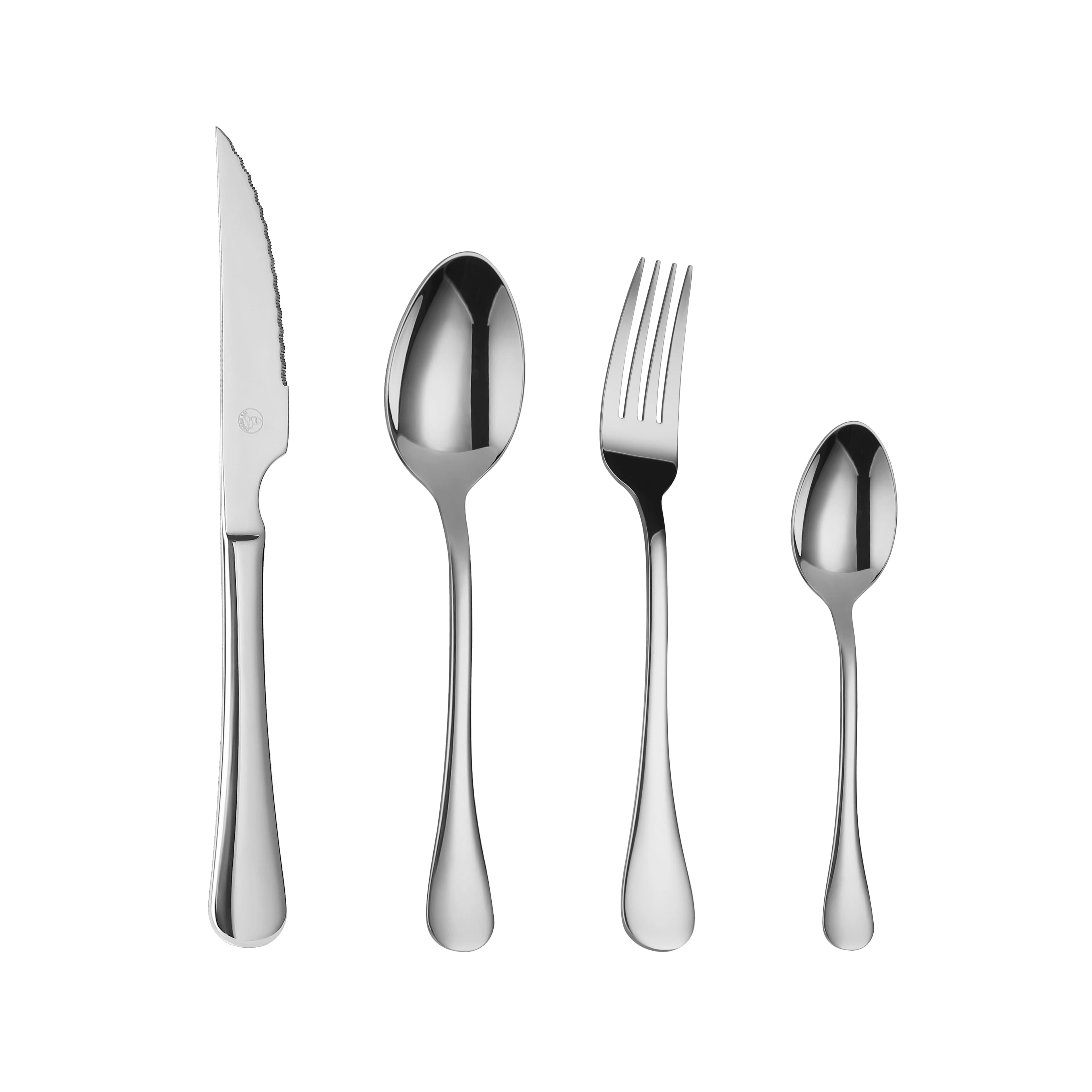 Mr.Spoon Serie Liso Juego de 24 o 48 piezas cubiertos,Acero Inoxidable 18/0,Económico y funcional,Incluye cuchillo de carne o