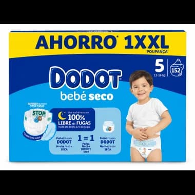 Pañales Dodot Talla 5 Mega Box XXL 152 Uds – Máxima Protección para Bebés Más Activos Dodot
