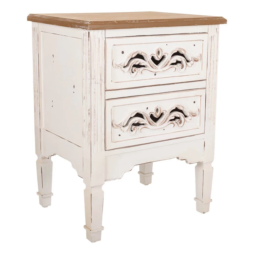 Wonderlust Deco - Mesita de madera de blanca 48x38x62 Blanco 48x38x62h cm