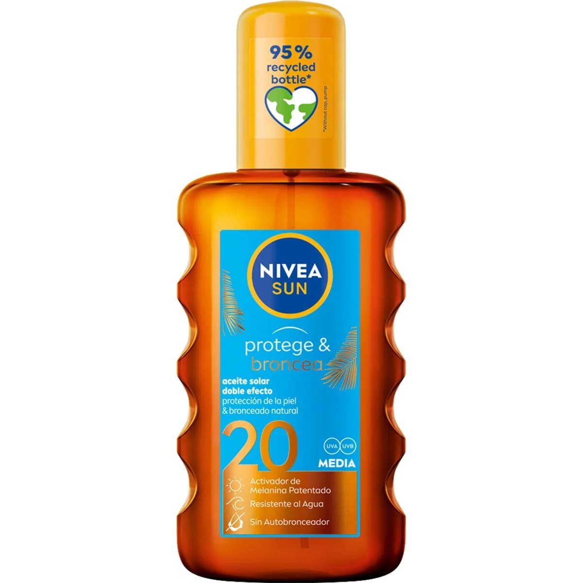 NIVEA SUN Protege & Broncea solar activador del bronceado SPF-20 spray 200 ml,resistente al agua aceite