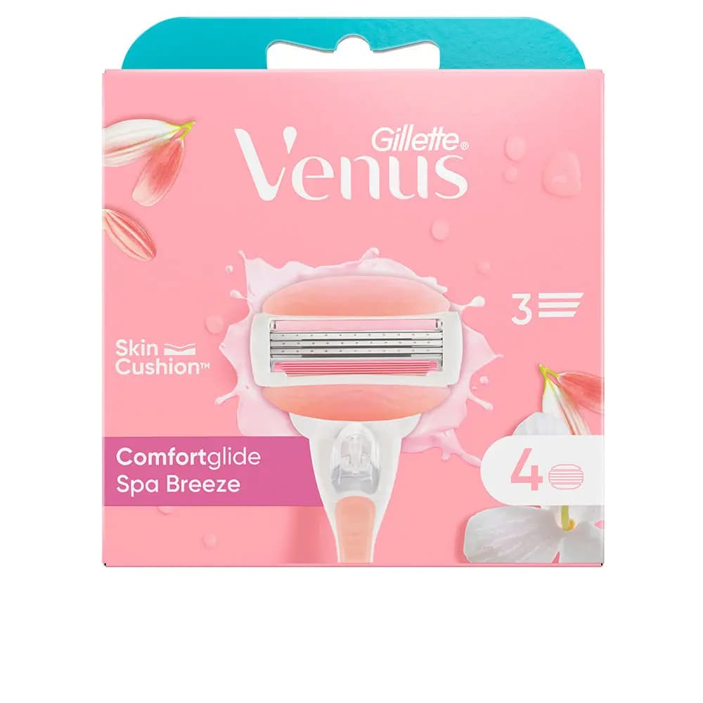 Gillette Venus Comfortglide Spa Breeze Recambios para maquinilla de afeitar para mujer, paquete de 4, 3 hojas incorporadas para una depilación suave,