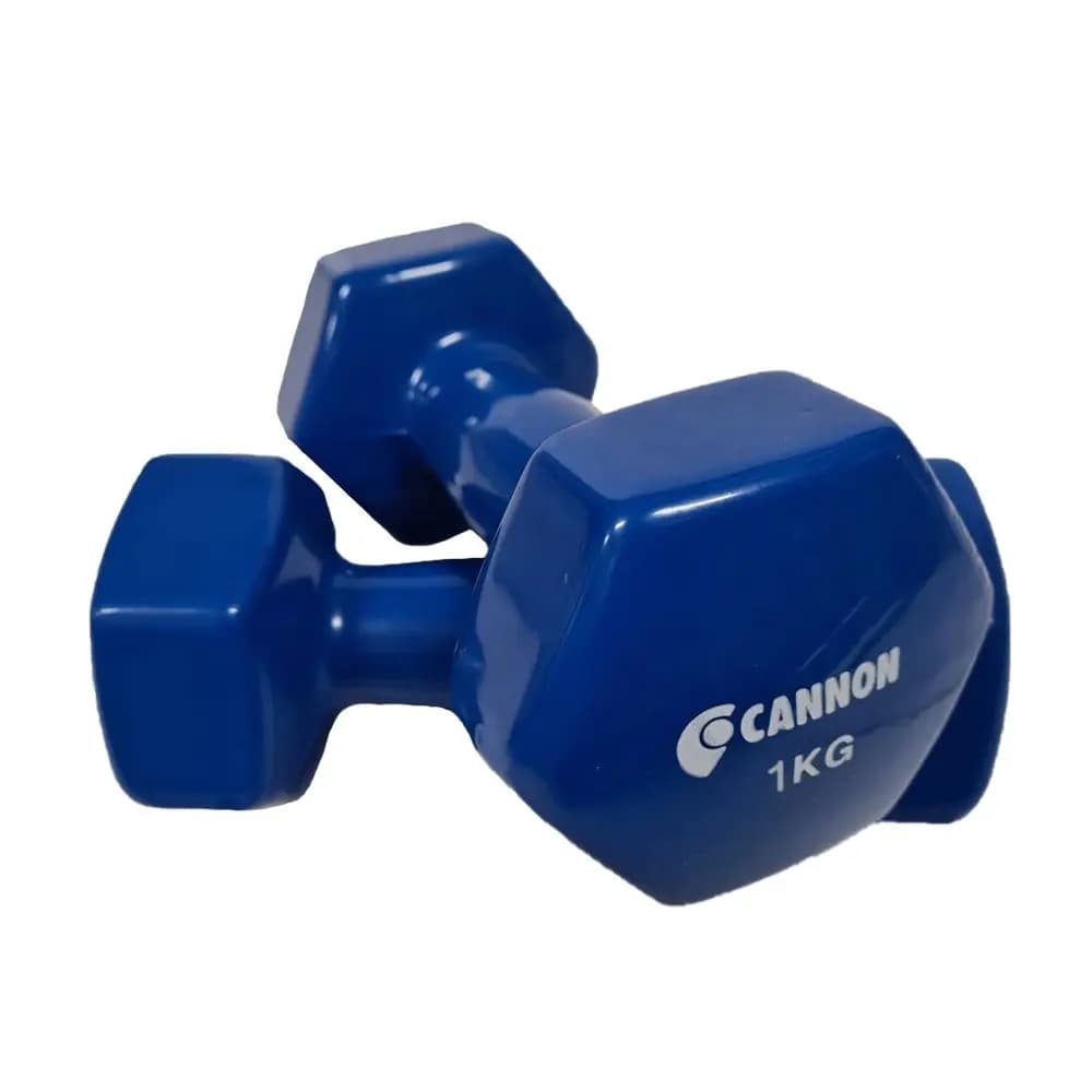 Juego de dos Pesas de Vinilo, 1, 1.5, 2, 3, 4, 5 Kg, set de Mancuernas de gimnasio para entrenamiento fitness y musculación, pesas hexagonales de