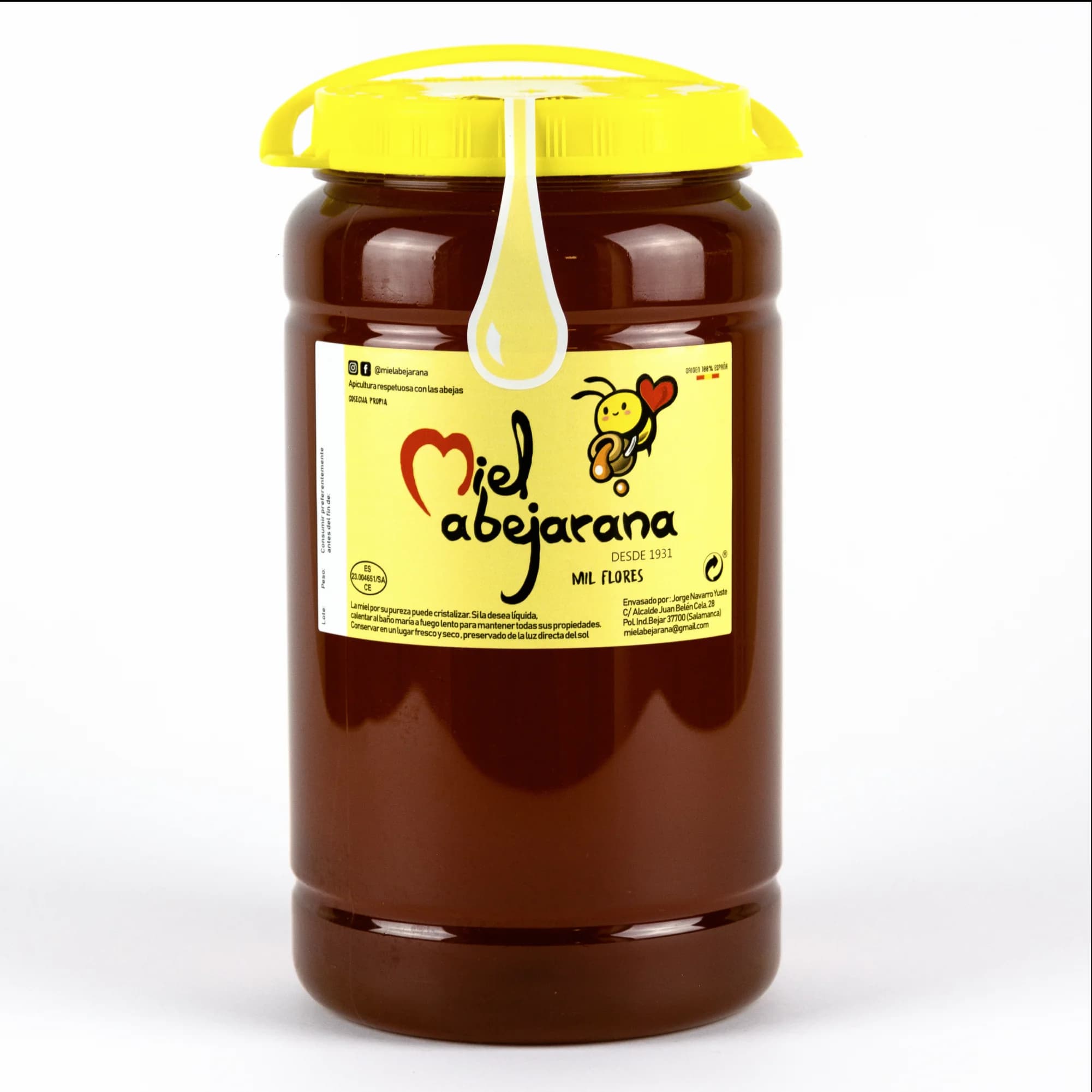 Miel Abejarana - Miel de Mil Flores 2kg - Formato Grande para Familias Numerosas, Restaurantes y Hoteles