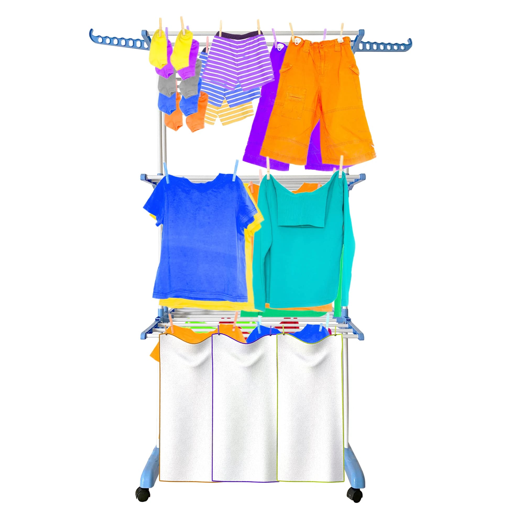Nyana Tendedero Plegable Vertical XXL con Ruedas Multifuncional 4 Niveles y Alas Plegables