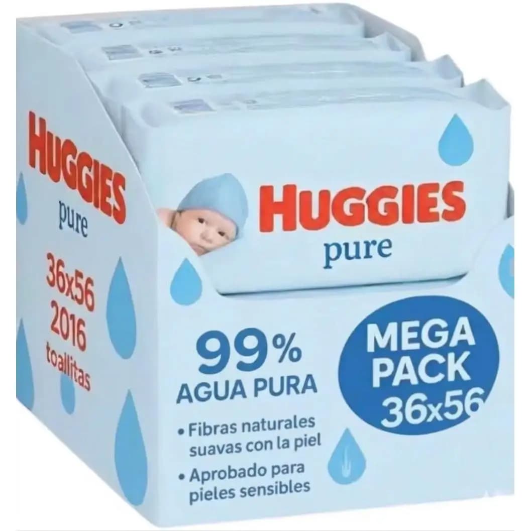 Huggies Pure 2016 Toallitas (36 packs de 56 Toallitas) con 99% Agua Pura, Sin Aditivos ni Fragancias, Suaves Fibras Naturales de Origen Vegetal,