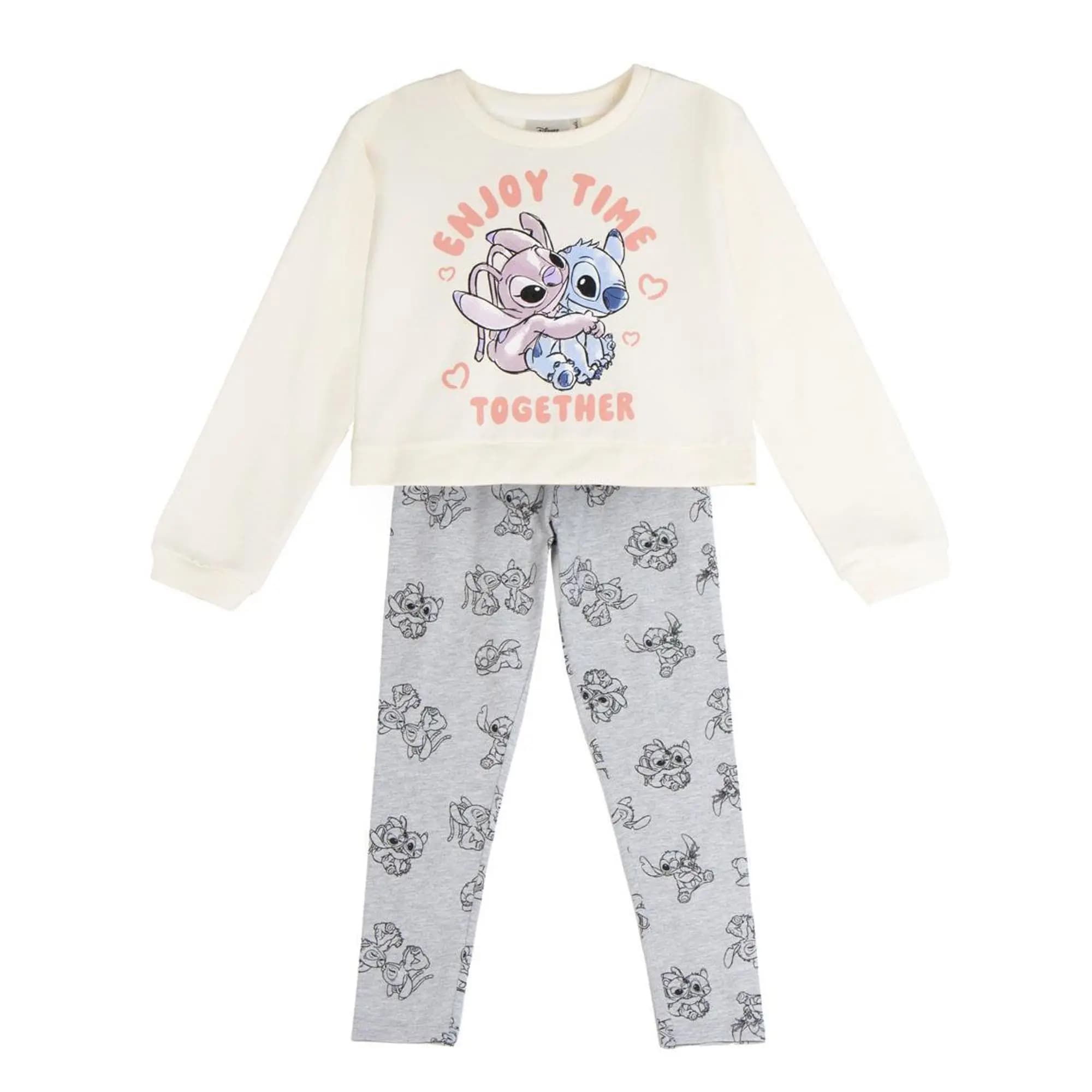 Conjunto de Sudadera y Leggings Disney Stitch para niña, conjunto cómodo y suave, estampado divertido con personajes, ideal para uso diario o para