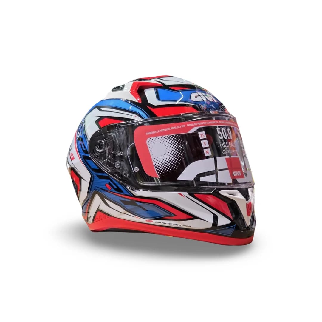 Casco Integral Givi 50.9 Atomic Blanco Rojo Azul (Sin Pinlock y Visera Decorada)