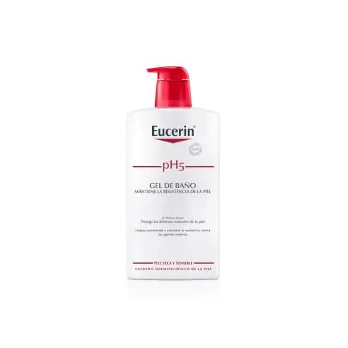 Gel de Baño Eucerin pH5 para Piel Sensible y Seca, Limpieza Suave sin Jabón Alcalino 1000 ml