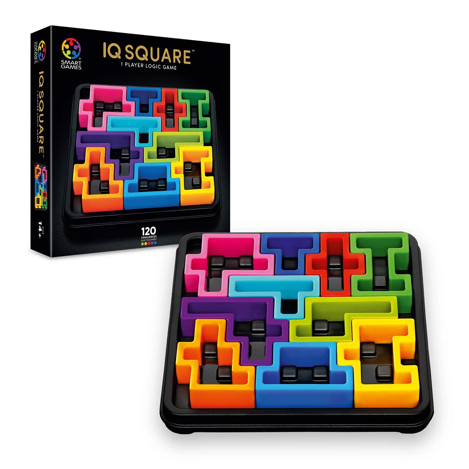Smart Games - IQ Deluxe Square | Rompecabezas Adultos De 14 Años O Más | Juego De Mesa Adulto Con 120 Retos | Entretenimiento Adultos Para 1 Jugador