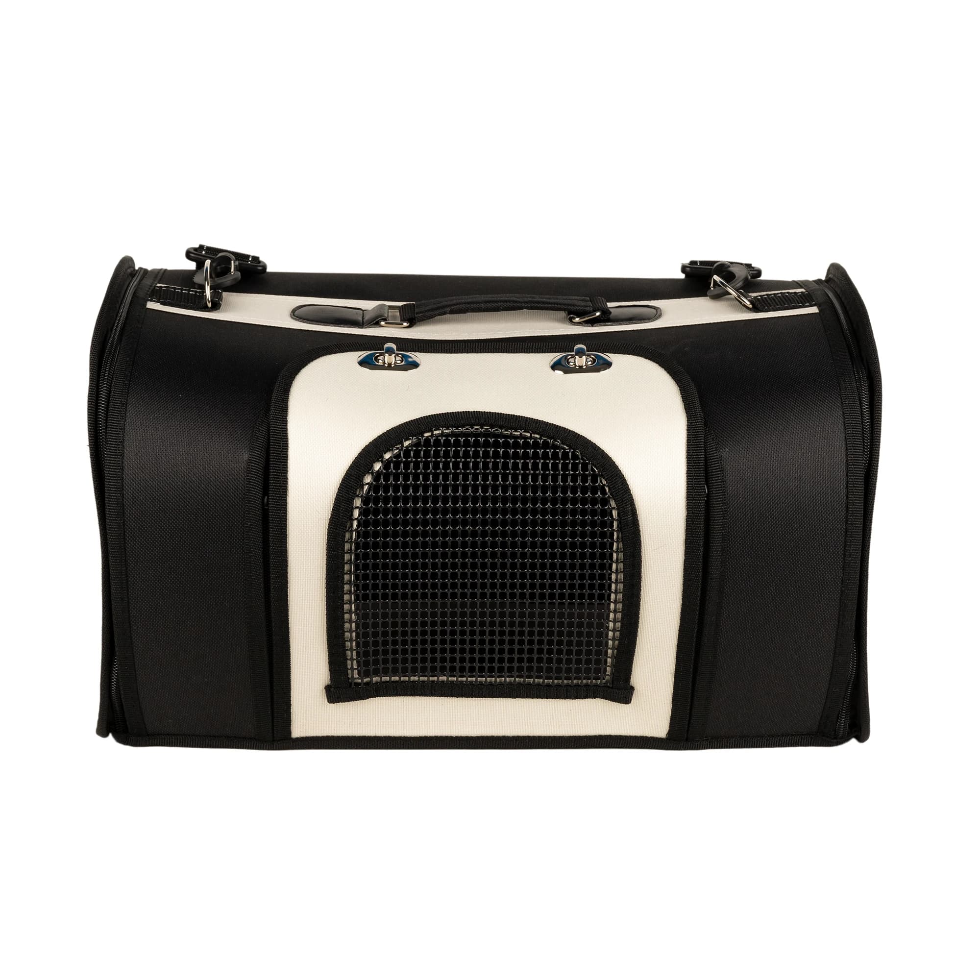 Cofan | Bolsa Transportín para Mascotas | Color Negro y Plata | Medidas 43 x 25 x 29 cm