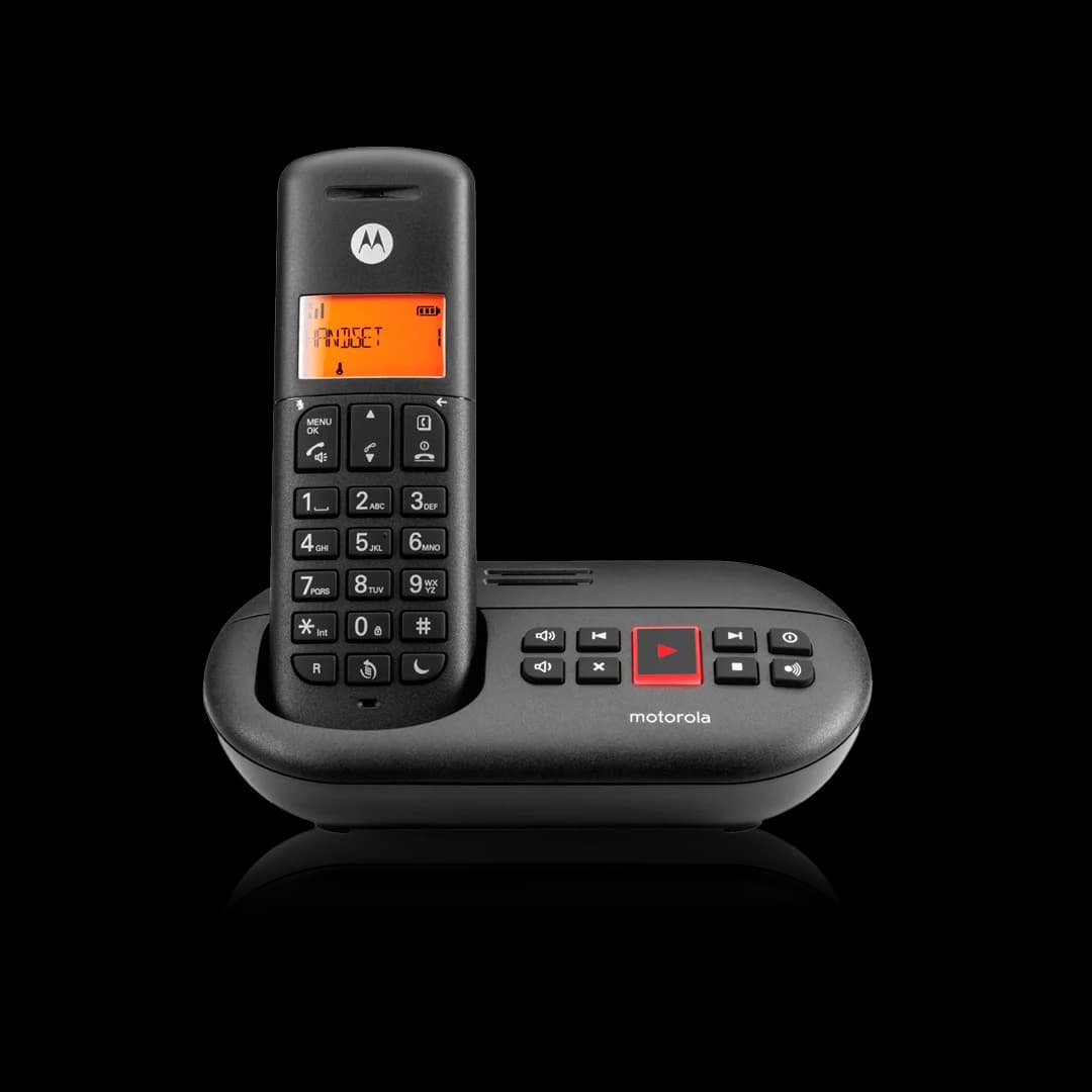 Motorola Voice E211  - Teléfono Fijo Inalámbrico Digital con Contestador Automático, Hasta 12 min de Grabación Contestador Automático,