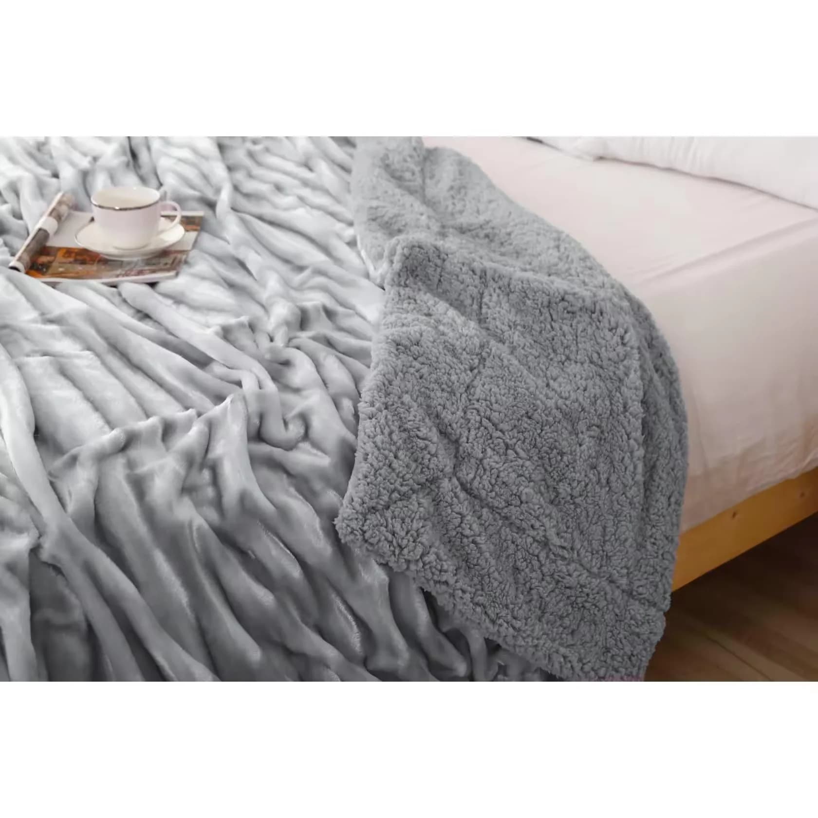 Mantas Sofa/Cama Reversible Sedalina Plaid Franela Moderna, Manta Polar de Sherpa Multiuso con Microfibra Extra Suave y Borreguitos, 3 medidas, 8