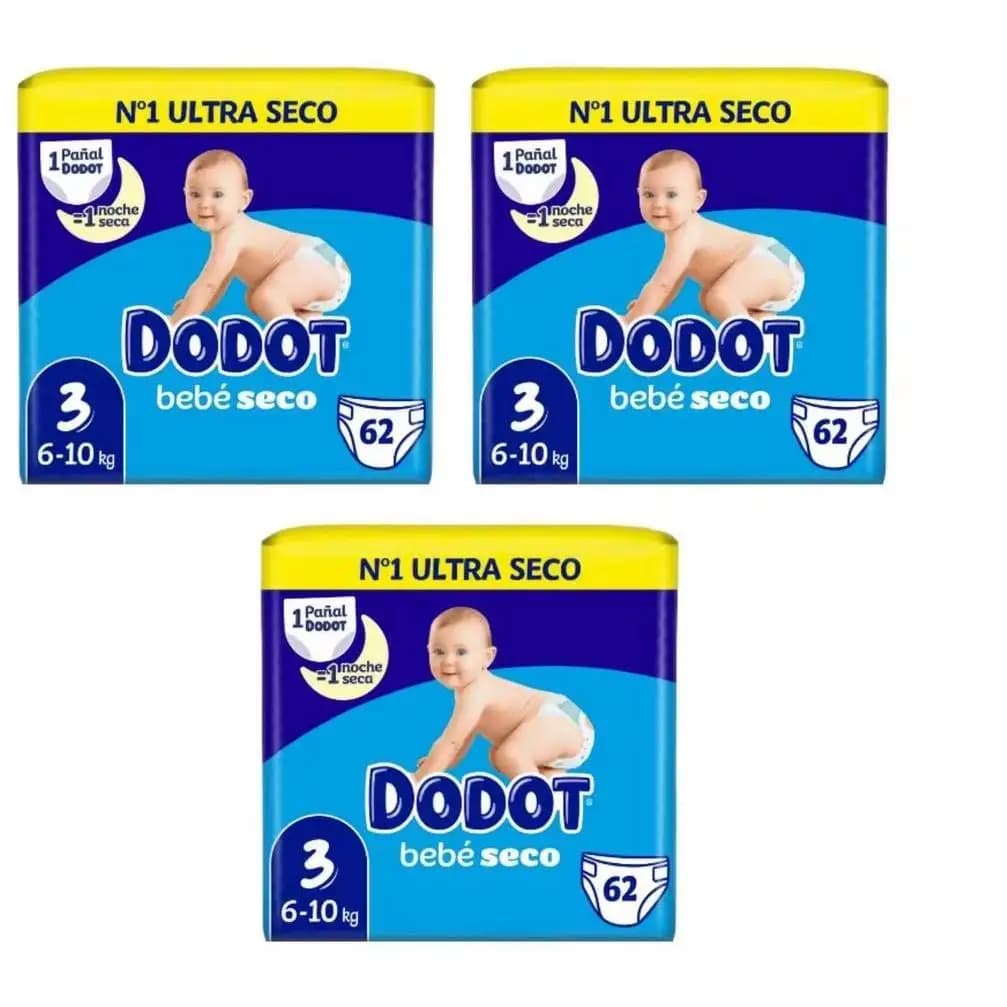 Dodot Pañal Bebé Seco Talla 3 -  HASTA 186 Unidades | Máxima Absorción