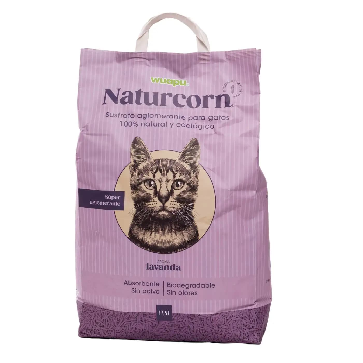 Wuapu Naturcorn Lavanda Arena para Gatos Ecológica 17.5L