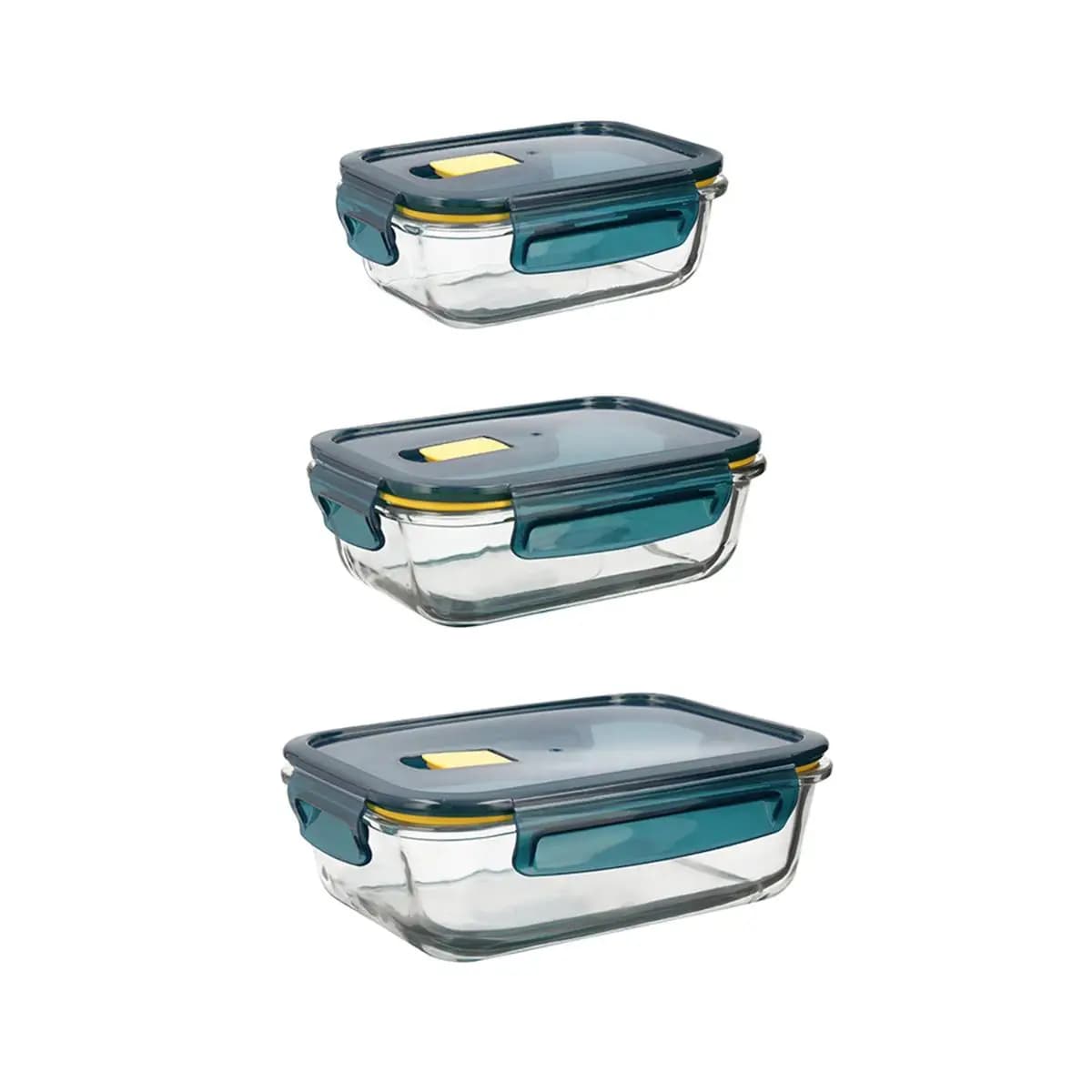 QUID ASTRAL Set 3 Recipientes Rectangular Hermétcos 37CL - 64CL - 104CL Azul  Tapa 4 cierres herméticos 100% 100% hermético