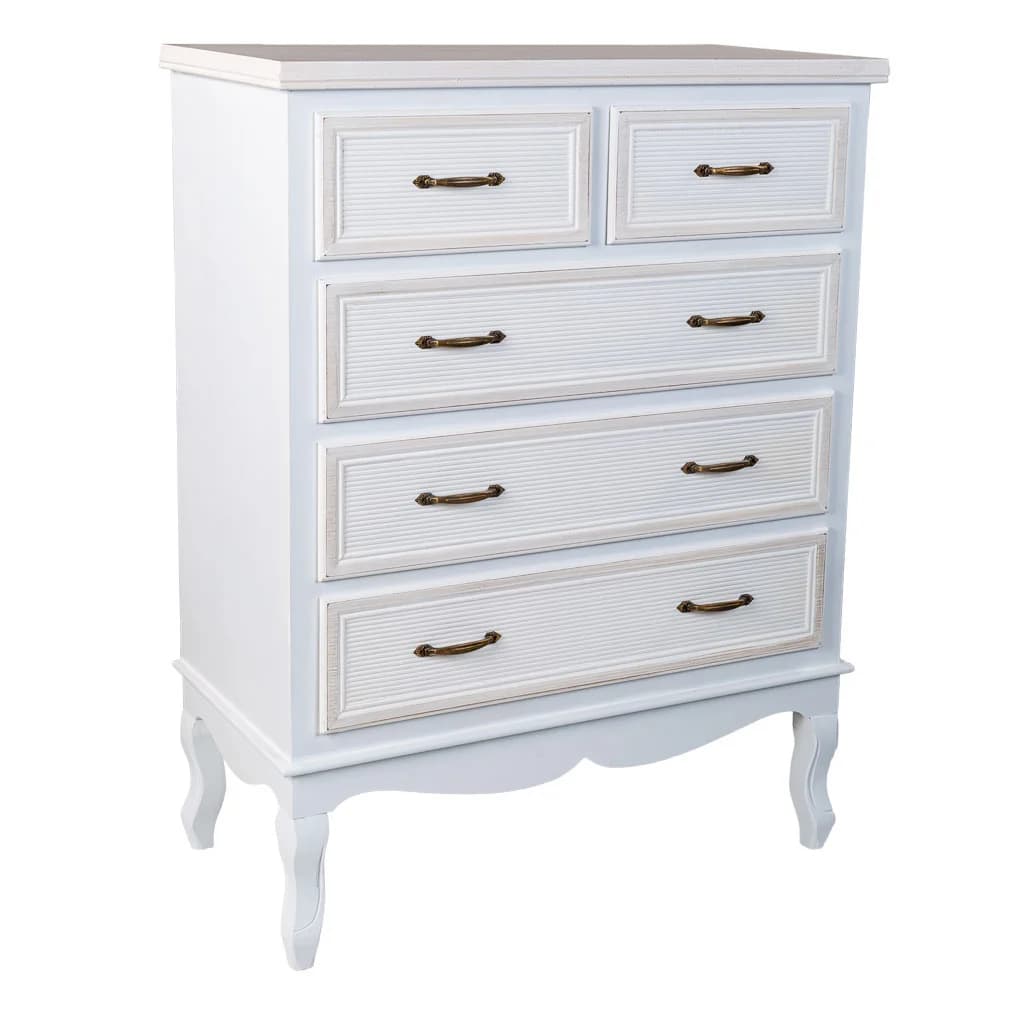 Wonderlust Deco - Cómoda de madera blanca 80x40x105 Multicolor 80x40x105h cm