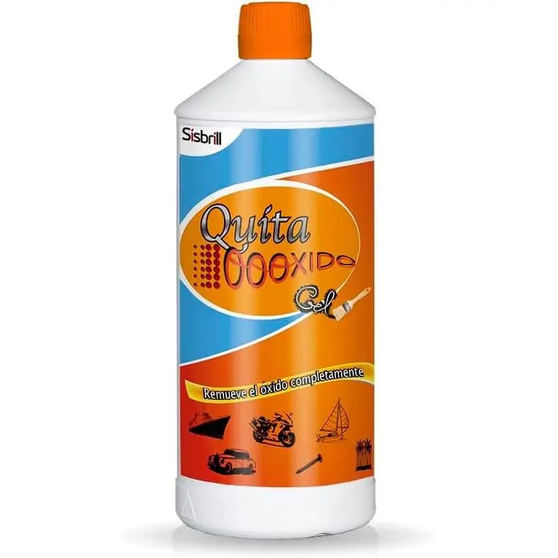 Sisbrill QuitaOooxido Gel Eliminador Óxido y Manchas Oxidación - Tratamiento de Coches, Motos, Náutica, Suelo y todo tipo de Metales - 1 Litro