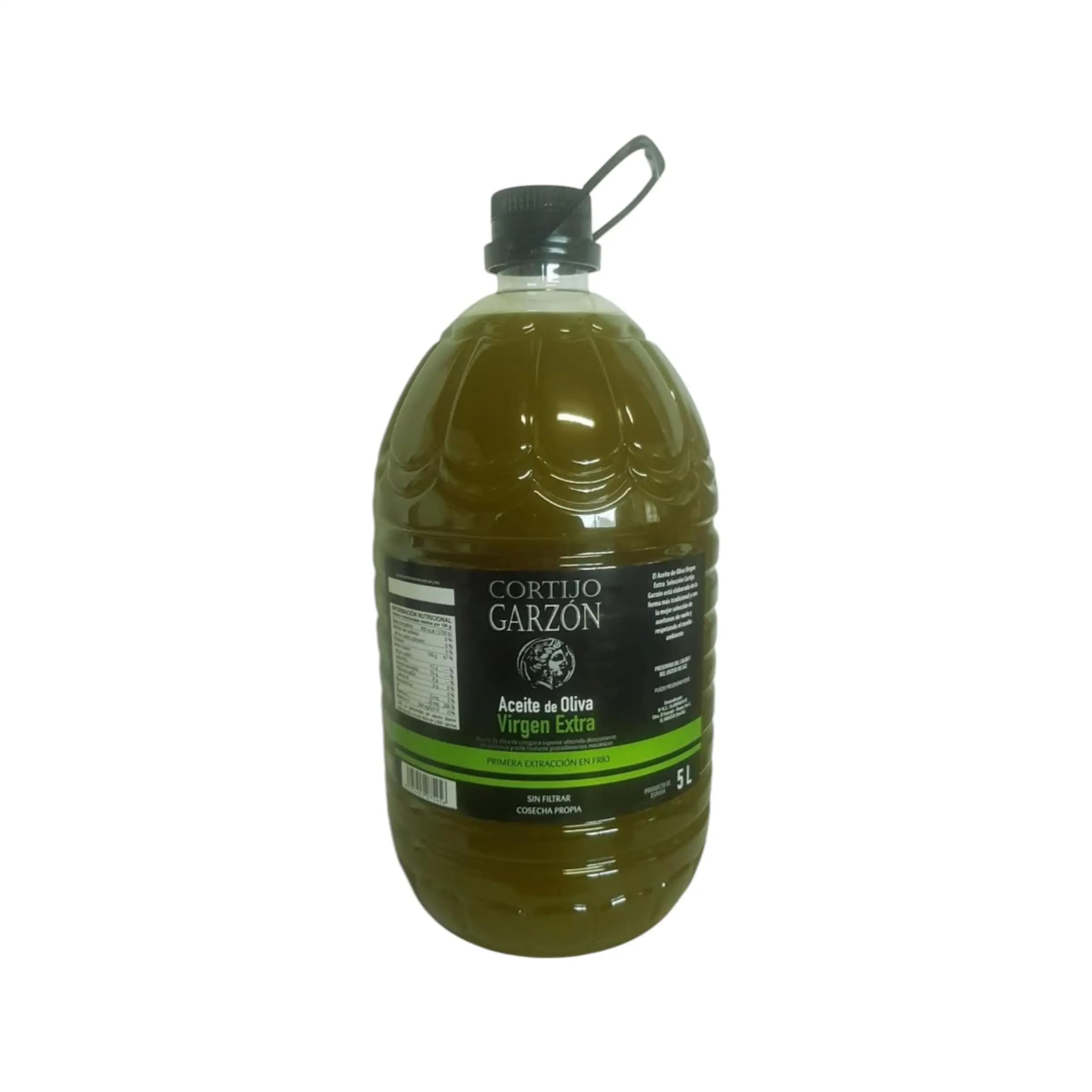 Aceite de Oliva Virgen Extra Sin Filtrar Cortijo Garzón, Puro Sabor Artesano, Primera Prensada en Frío, Disponible en Garrafas 5L y 2L para