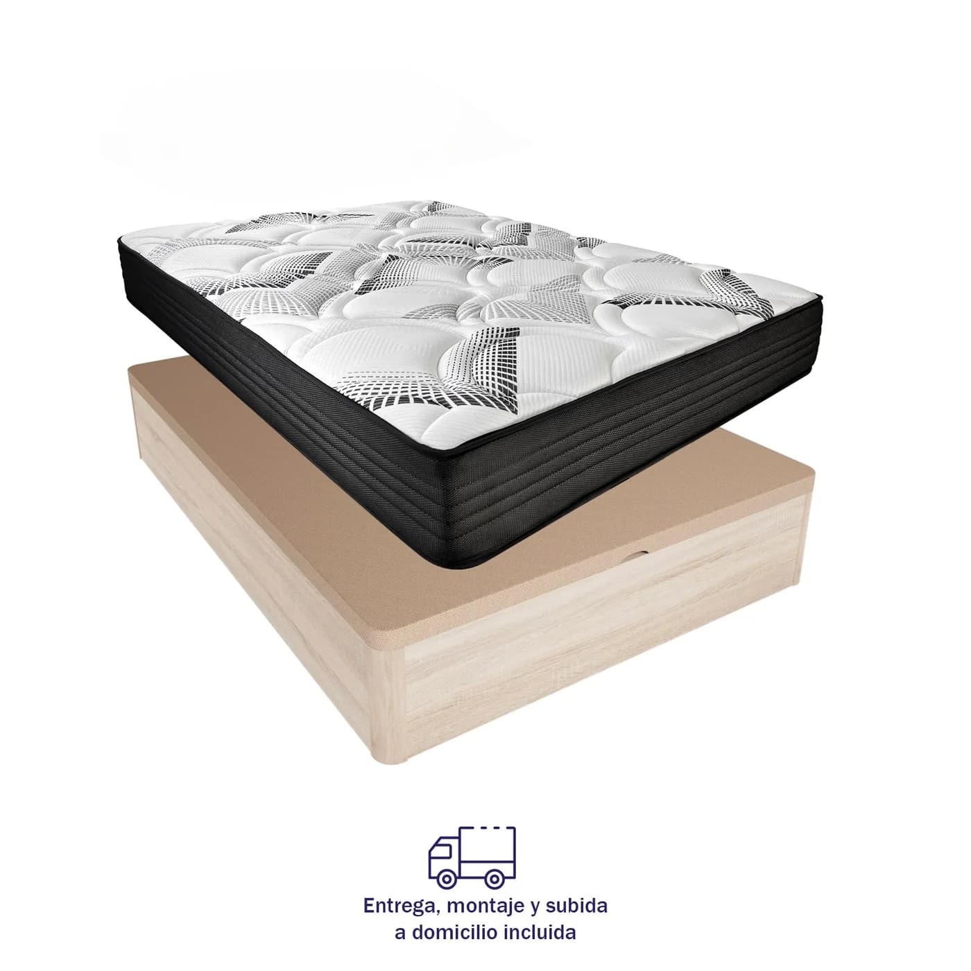 Duérmete Online  Pack Canapé Abatible Ort- Gran capacidad + Colchón Eco Box Reversible - Viscoelástico - Muelles ensacados (ENVIO Y MONTAJE