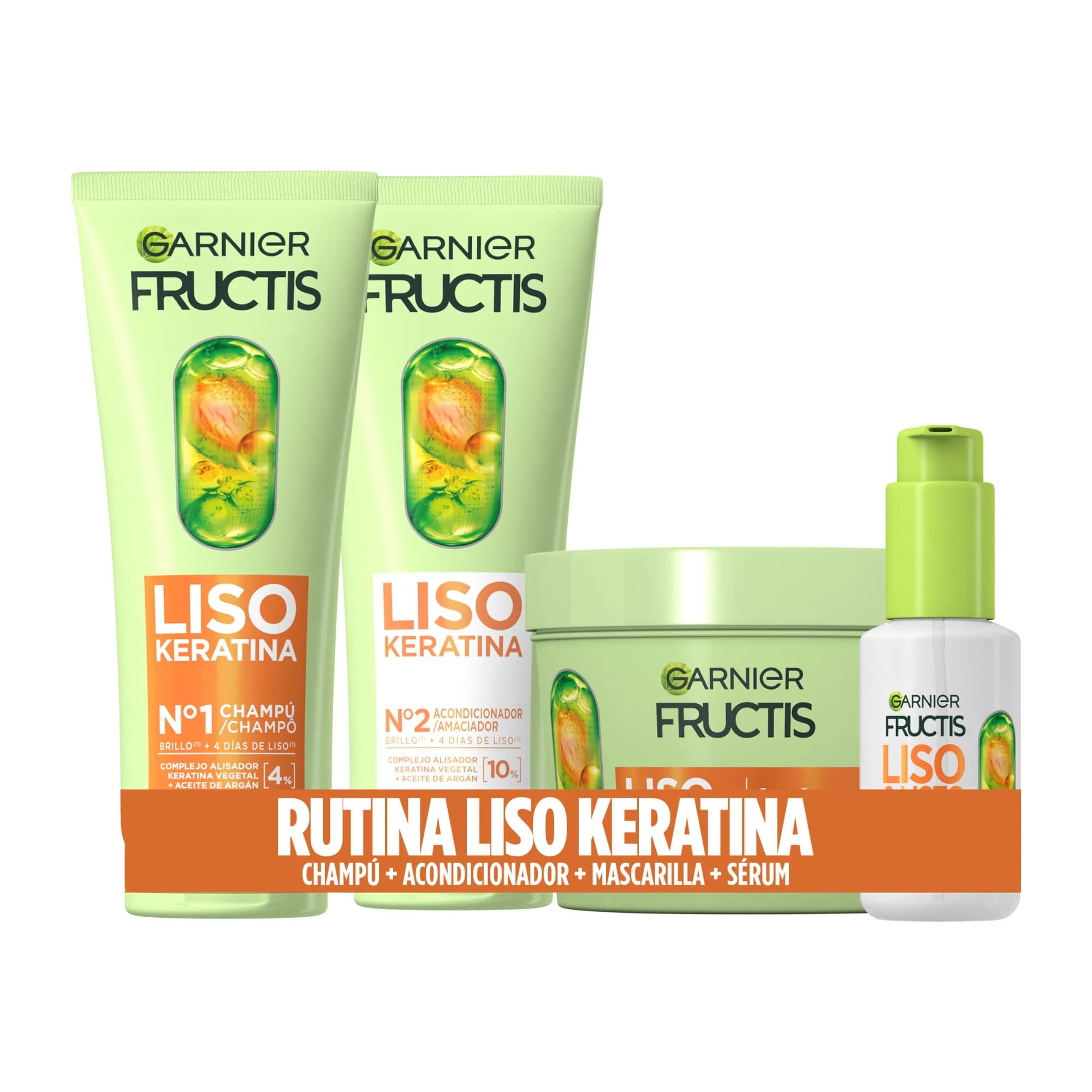 GARNIER | Fructis Liso Keratina Champú, Acondicionador, serum o mascarilla Gama Liso Keratina