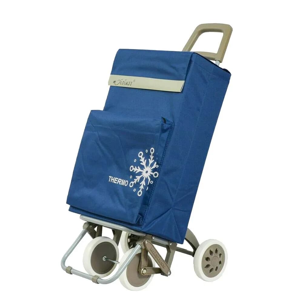 MEJORADA Carrito de Compra Plegable con 4 Ruedas Grandes y Bolsa Térmica Frontal，Estructura Metálica, | Capacidad 48L | Ideal para Supermercado,