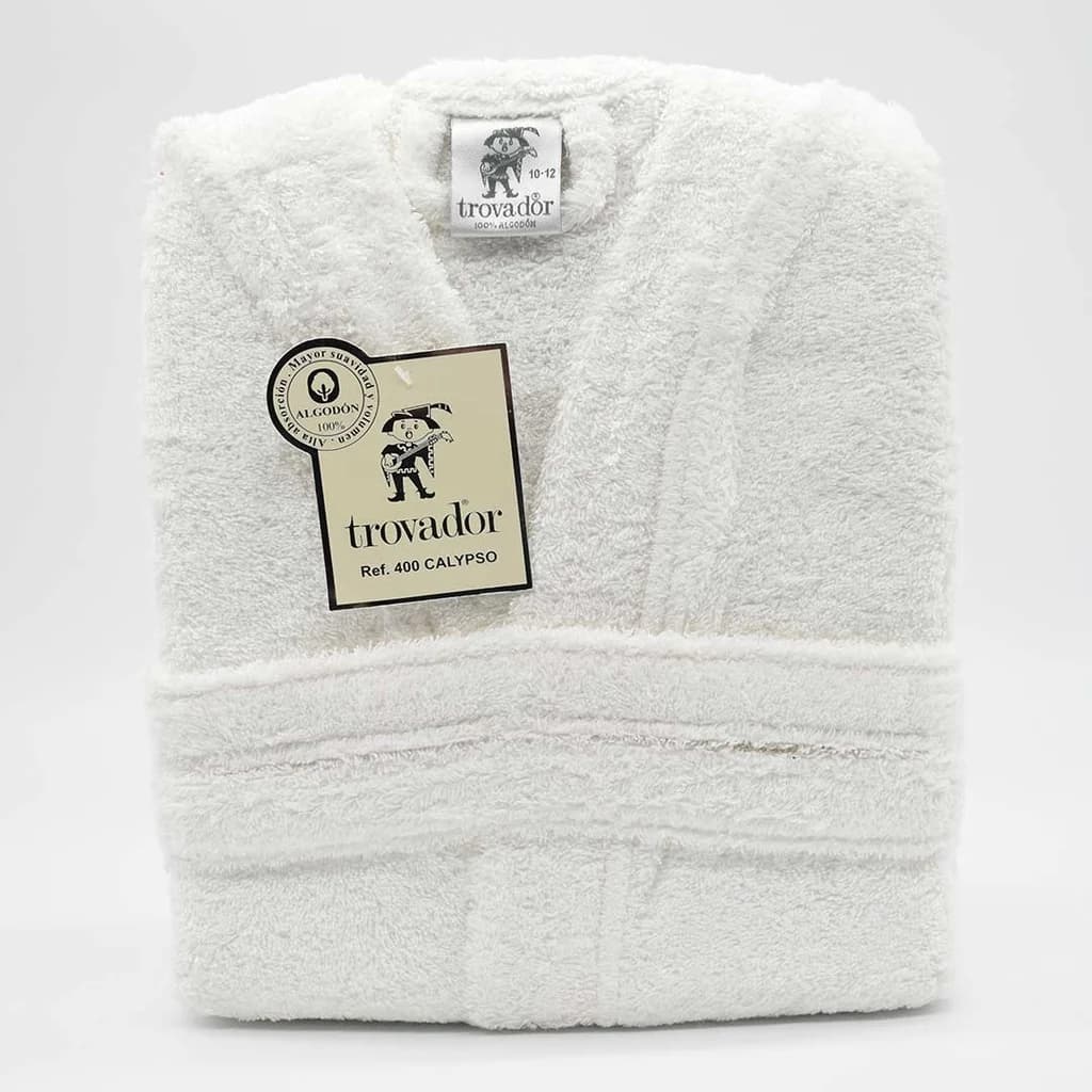 Albornoz Infantil con capucha Calypso, Color Blanco, 100% Algodón, Trovador