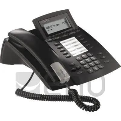 AGFEO ST 22 IP phone, black, wired desktop phone with 2 lines, 1000-entry phonebook, and sleek design, perfect for home or office use.