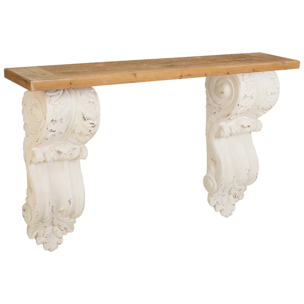 WANDERLUST DECO Recibidor de madera blanco 153x32.5x93h cm de estilo Romántico