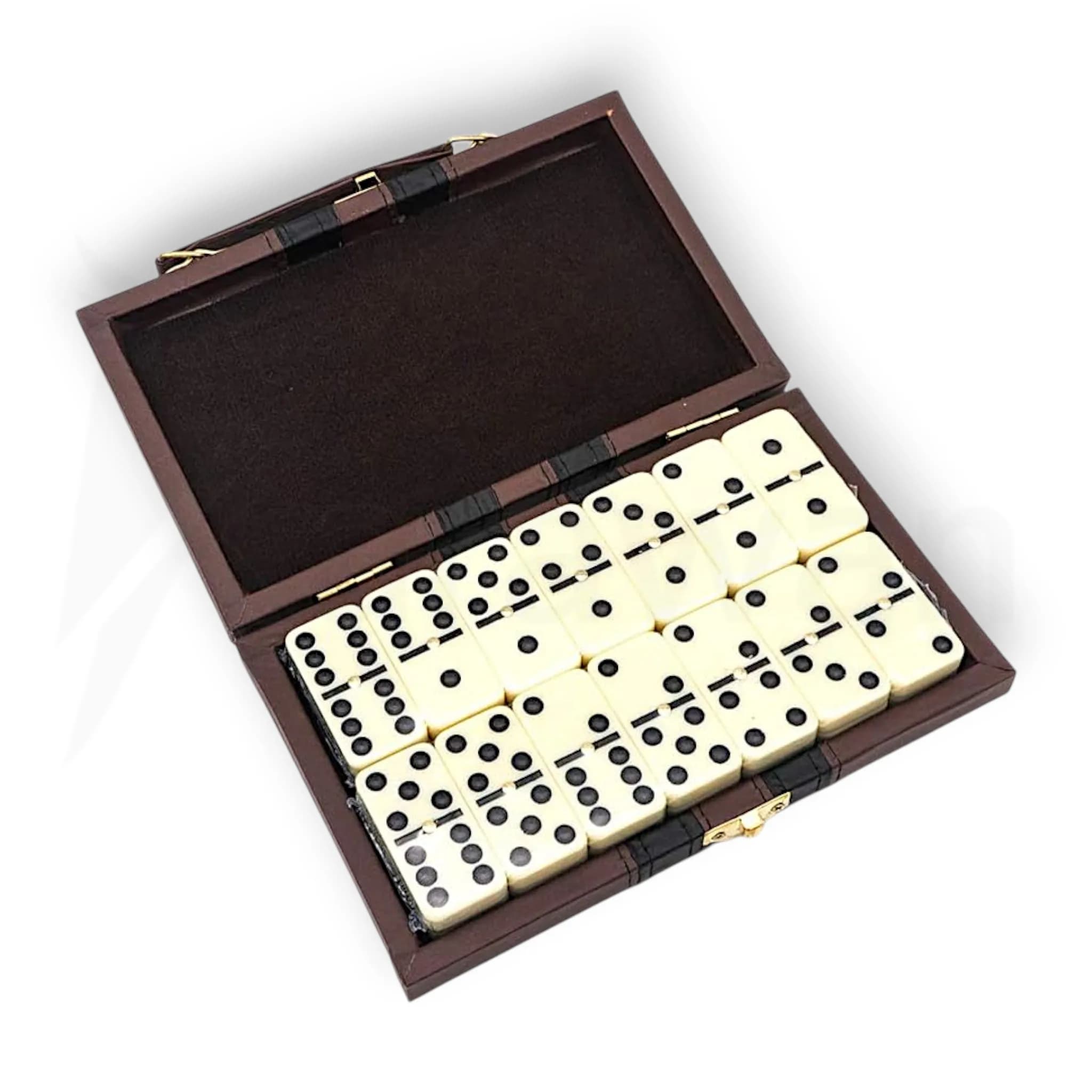 Juego de Domino de 28 Piezas, Estuche en Forma de Maletín de Cuero - Karawan