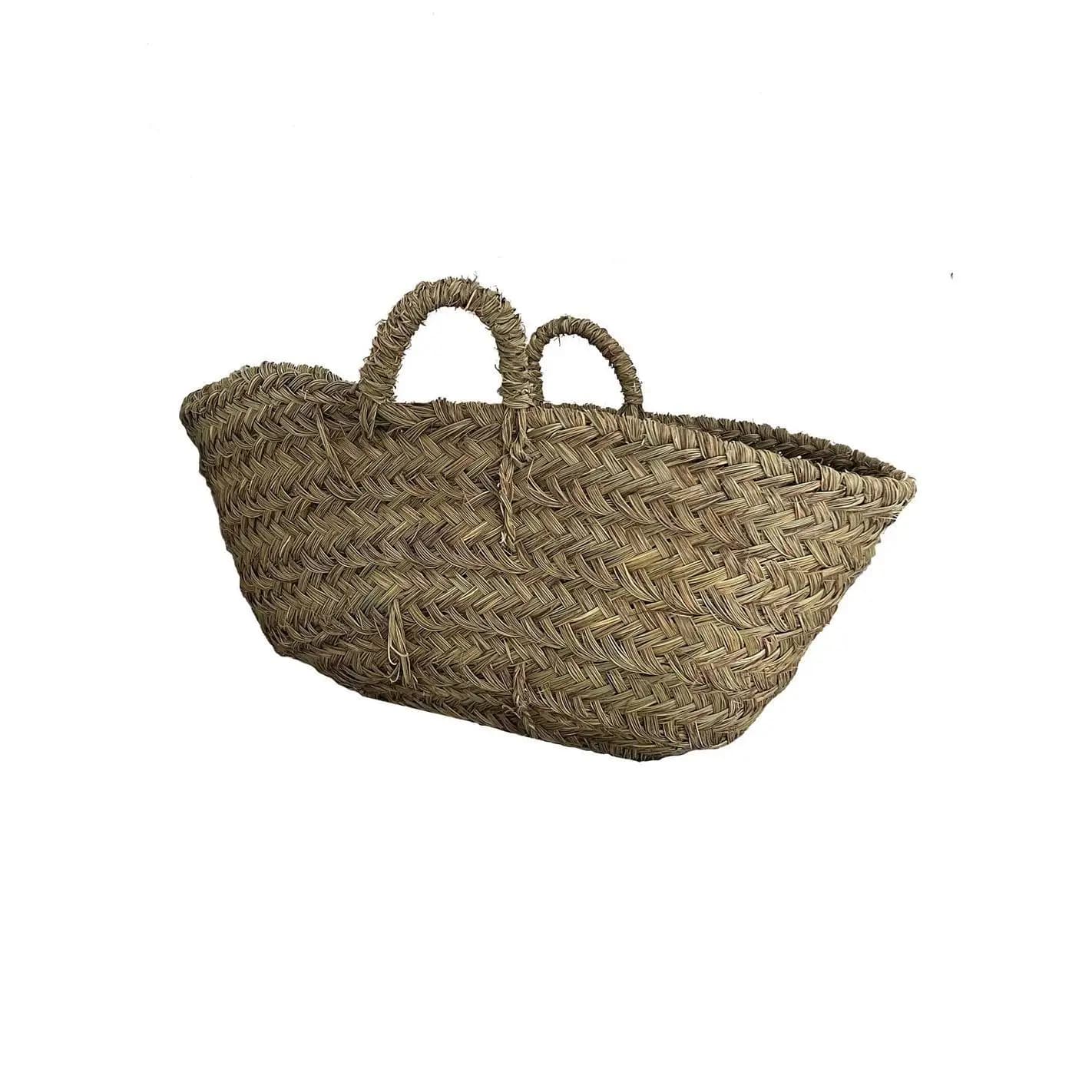JARDIN202 - Capazo de Esparto con Asas Decorativo | Capazo Fibra Natural Sostenible | Cesto para Leña