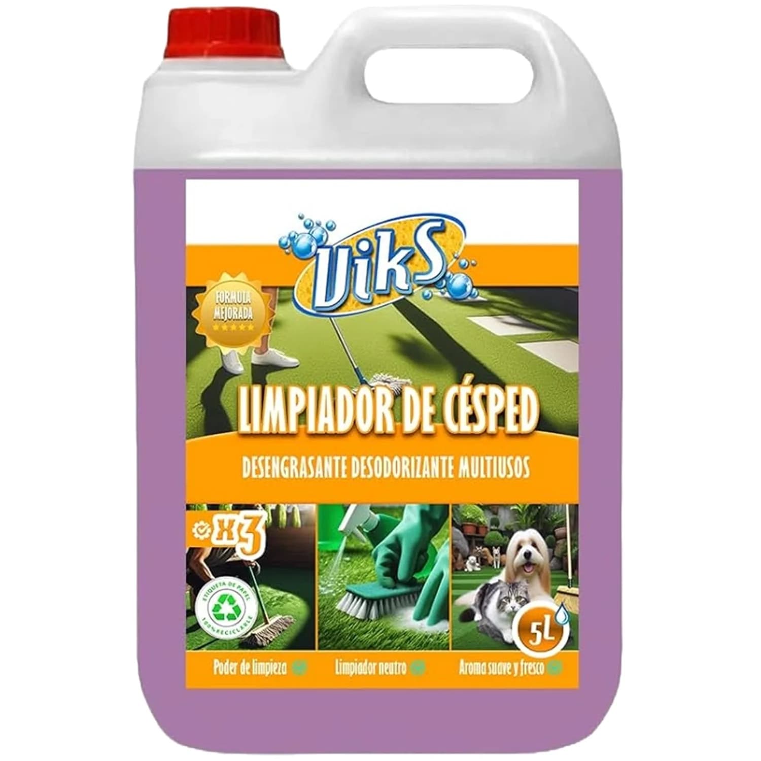 Viks  Limpiador cesped artificial y setos  tratamiento desodorizante  limpia cesped artificial, desengrasa y aromatiza  respetuoso con las superficies
