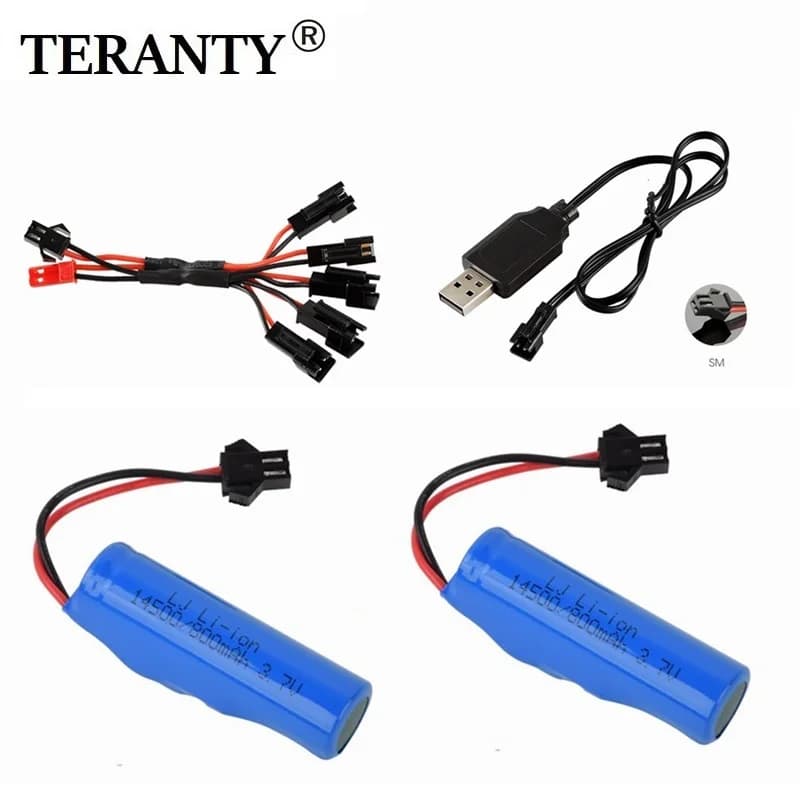 Batería Lipo 14500 3.7v 800mah con USB para JJRC C2 D828, Repuestos para Coche RC, Batería para Coche de Acrobacias RC, Accesorios para Juguetes
