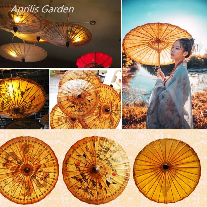 Paraguas de papel de aceite étnico hecho a mano, decoración de estilo chino antiguo, accesorios de fotografía, Qipao Hanfu de baile, paraguas