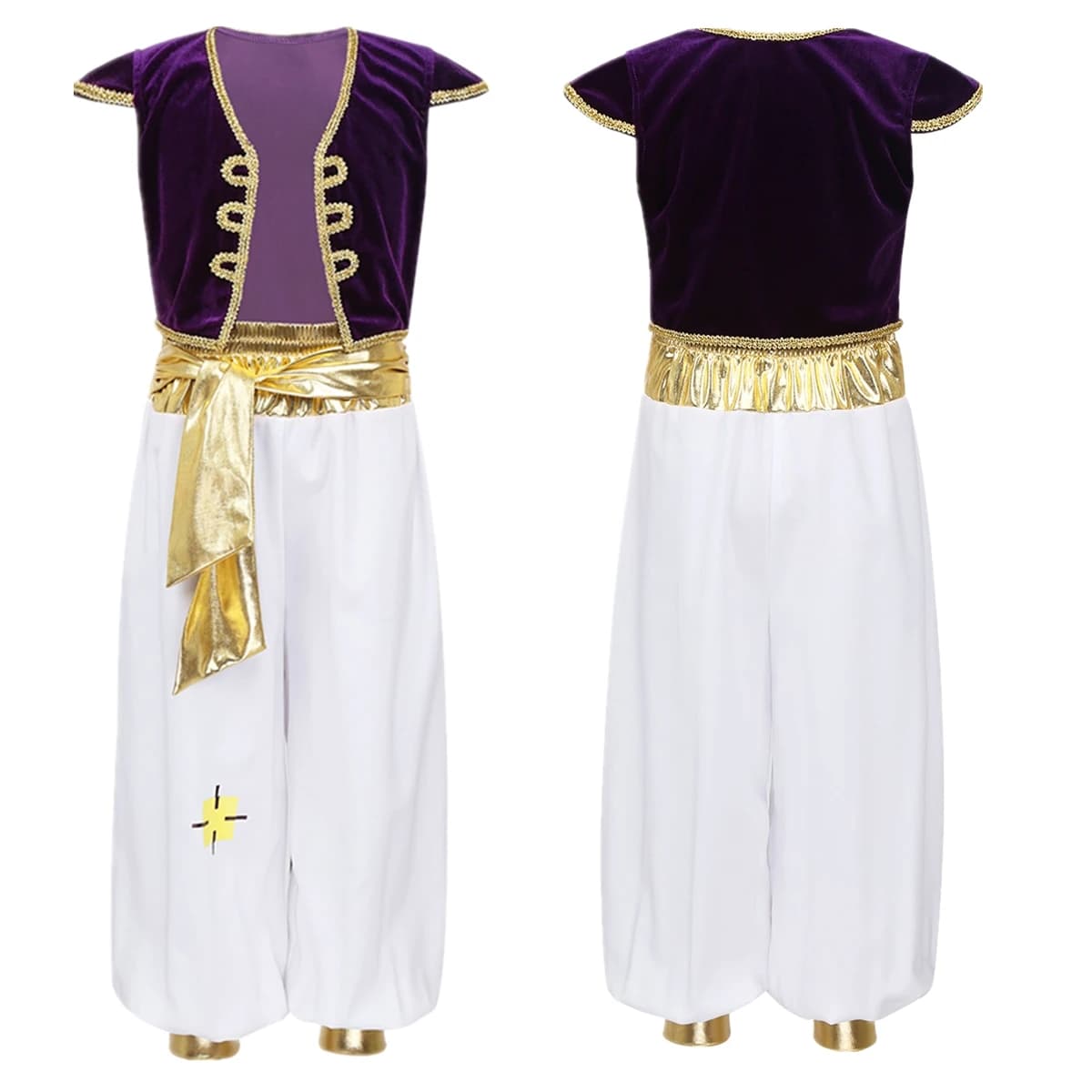 Trajes de príncipe árabe de lujo para niños, chaleco con mangas casquillo y pantalones, disfraz de Cosplay para fiesta de hadas de Halloween y
