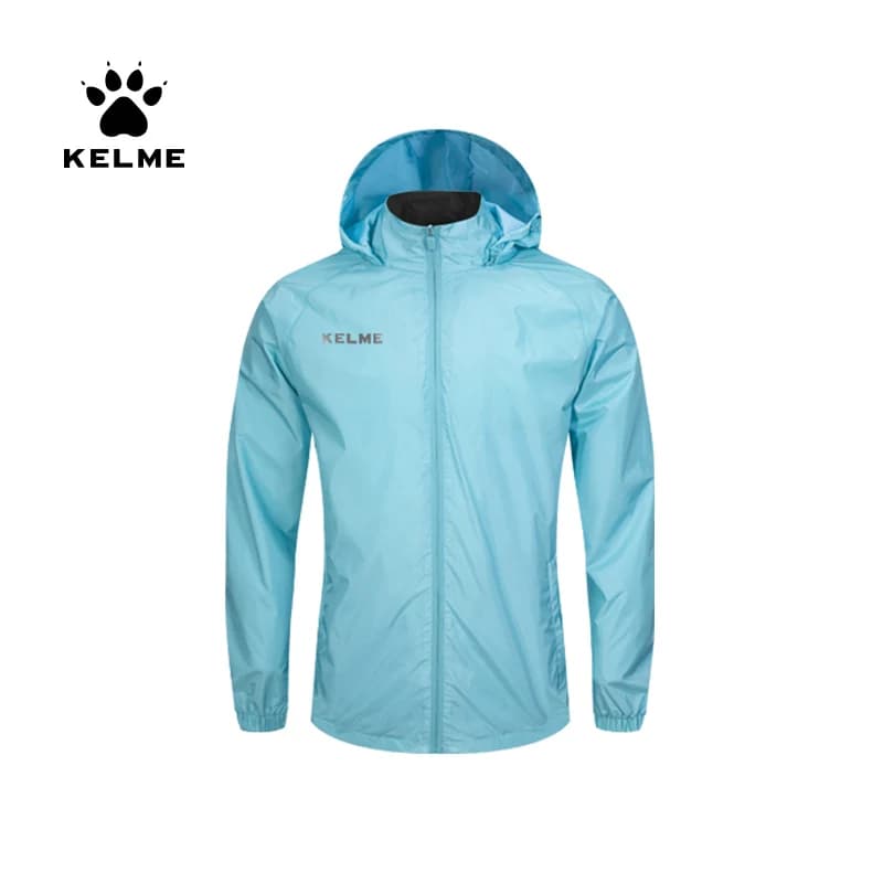 KELME Chaqueta cortavientos para correr para hombre, abrigo impermeable con capucha para niño de fútbol, chaqueta impermeable de entrenamiento de