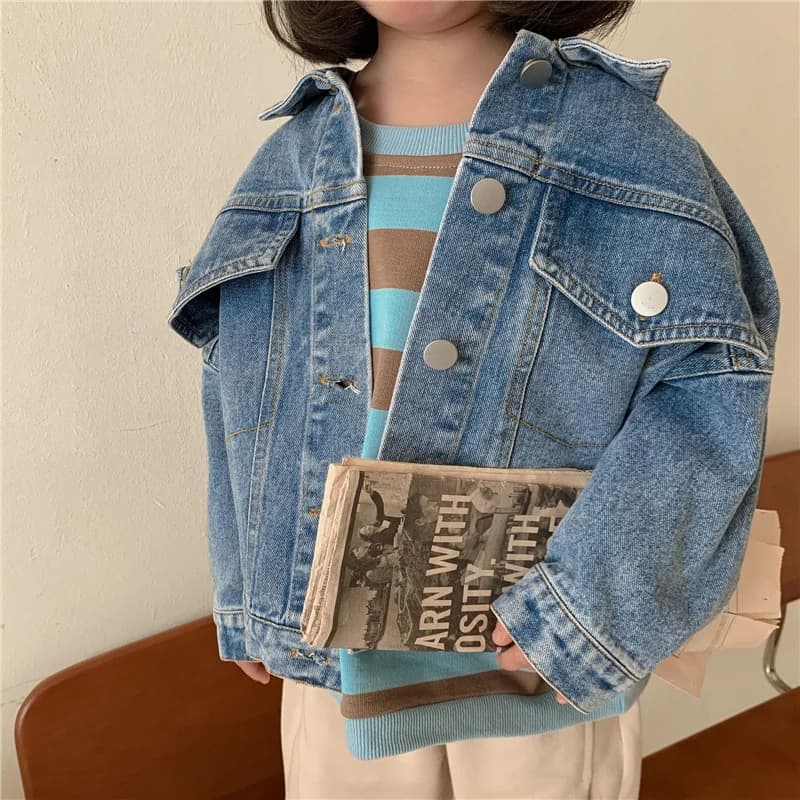 Chaquetas vaqueras que combinan con todo para niños y niñas, abrigo informal de manga larga con cuello vuelto, Tops sueltos para niños de 2 a 6