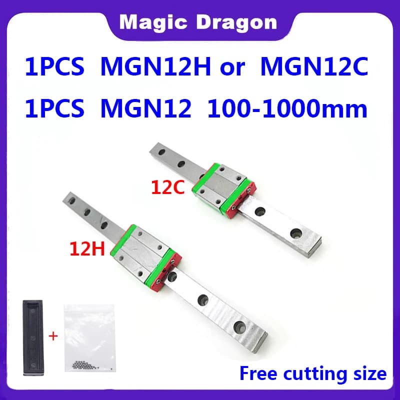 Guía lineal de 12mm MGN12 100 150 200 250 300 350 400 450 500 550 600 700 800 1000 mm + MGN12H o MGN12C bloque impresora 3d CNC