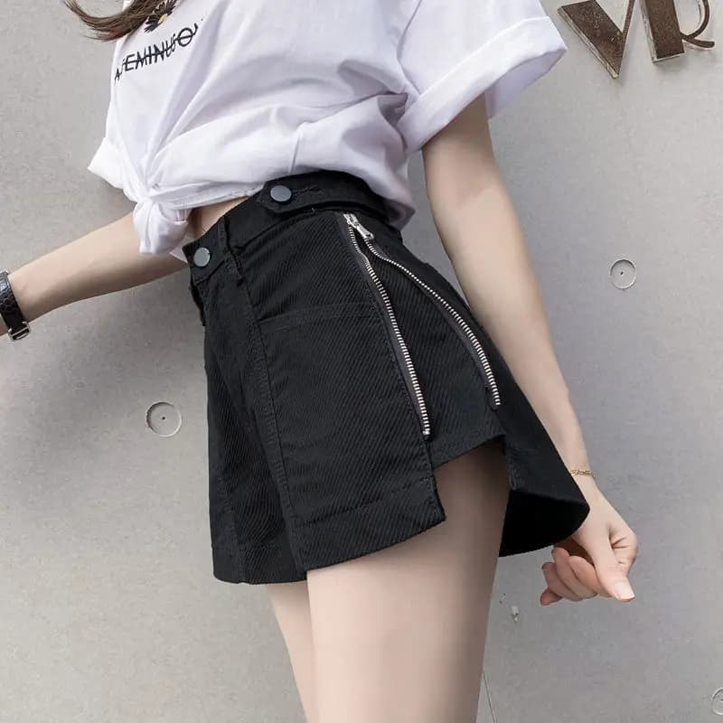 Pantalones cortos vaqueros para mujer, Shorts informales de talla grande, moda coreana, pierna ancha, Sexy, Vintage, de cintura alta, de verano