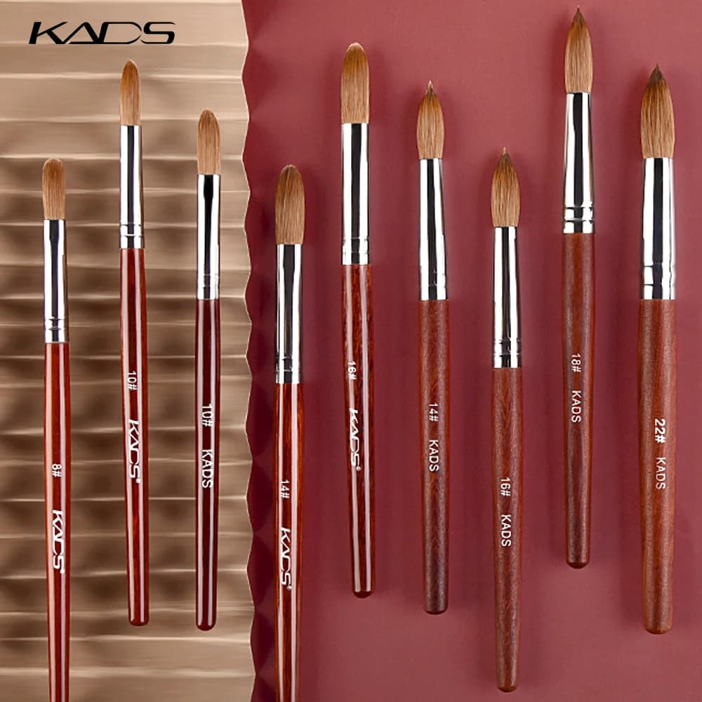 Kolinsky-pincel de pelo de Sable, pincel acrílico para uñas, pintura de uñas, dibujo, pluma de tallado para Liqiud acrílico, polvo, mezcla, pluma