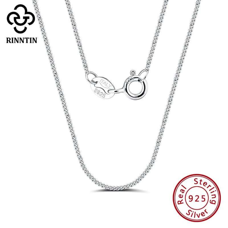 Rinntin sólida plata 925 1,0mm collar de cadena lateral para mujeres niñas collar elegante joyería fina 40/45/50/55/60cm SC18