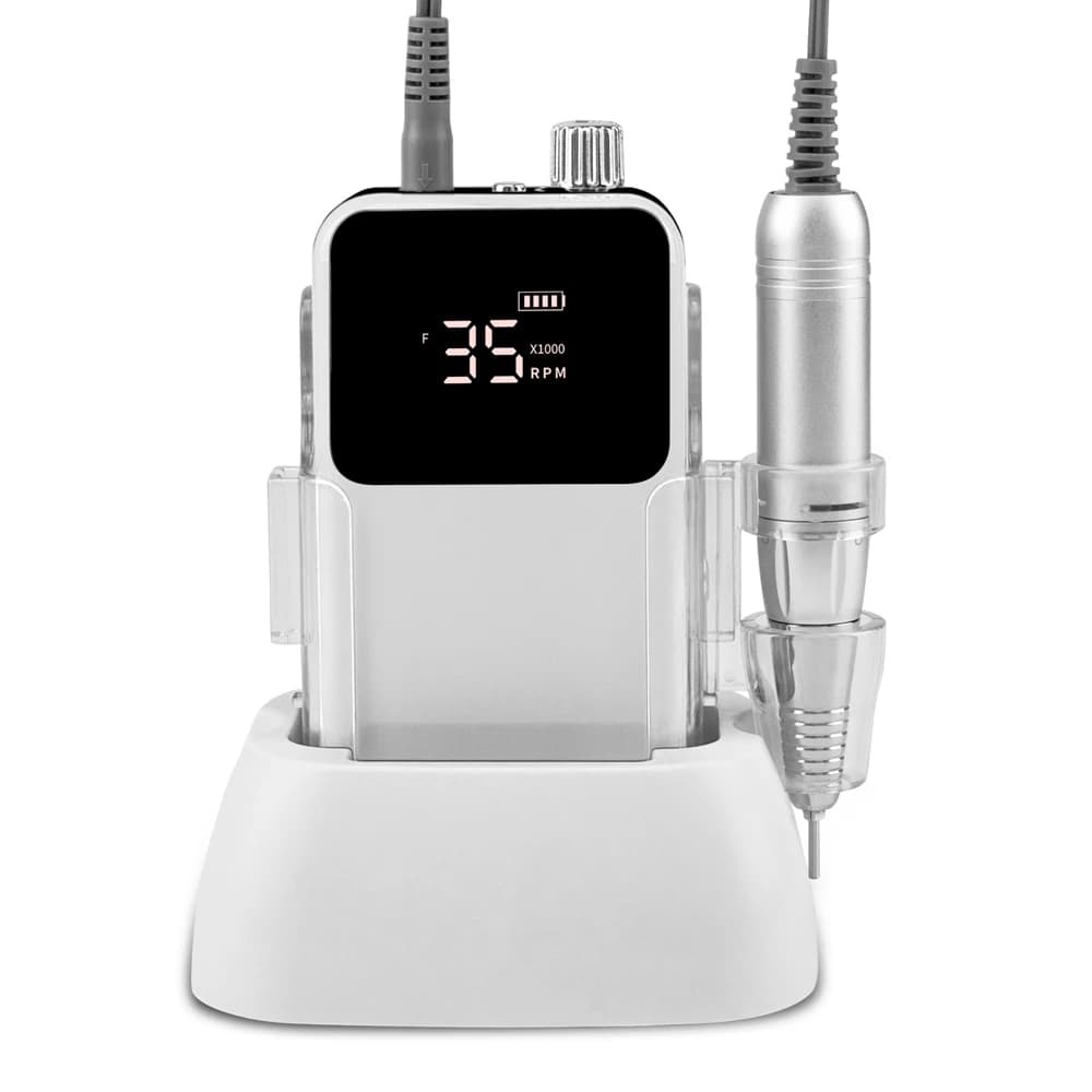 SIMINAIL-taladro de uñas rectangular, Base de escritorio recargable, máquina eléctrica de manicura de 35000RPM, lima de uñas y pedicura,