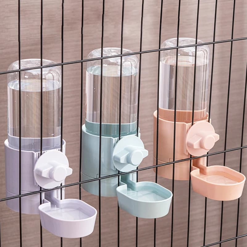 Jaula alimentadora automática para mascotas, cuenco colgante, botella de agua, contenedor de comida, dispensador para cachorros, gatos, conejos,