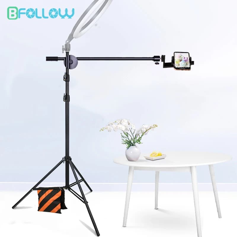 BFOLLOW-trípode de 2m y 79 pulgadas para disparo aéreo, teléfono móvil, tableta, luz, cámara DSLR con brazo de pluma, soporte para Youtuber de