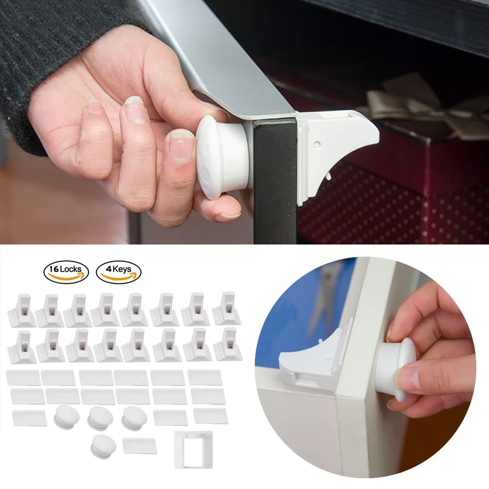 Cerradura de seguridad para bebés, cerradura Invisible, pestillo de cajón de seguridad para niños, puerta de gabinete, limitador de cerradura de