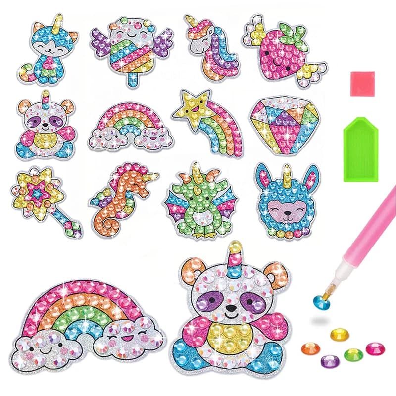 Kit de pintura de diamante con gema grande para niños, manualidades, pintura mágica de cristal 5D por número, pegatinas de mosaico, bordado de