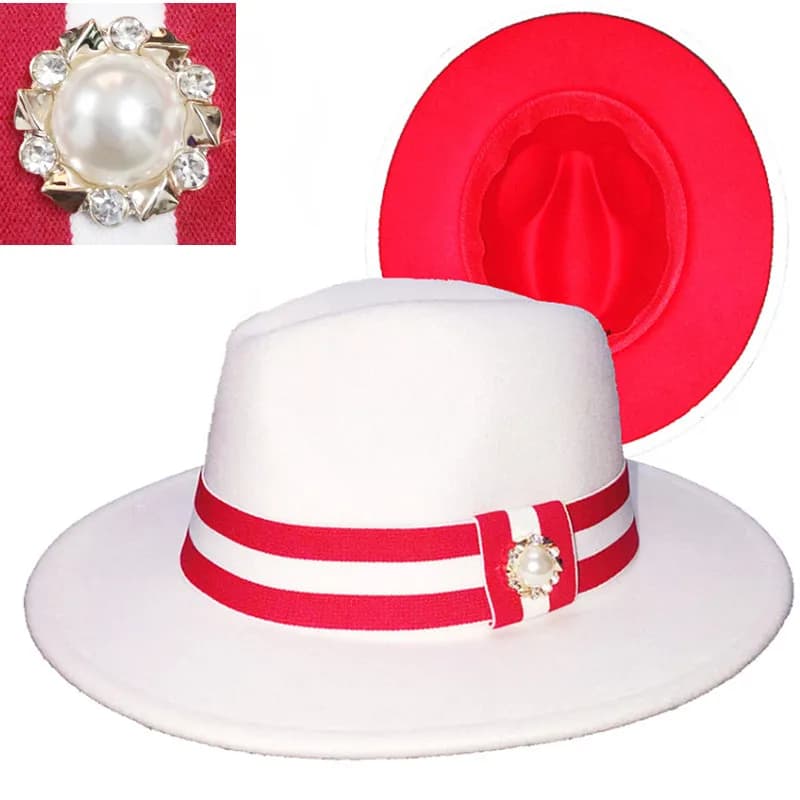Sombrero de Fedora para hombre y mujer, sombrero de jazz con cinta elástica, accesorios blancos, sombrero de copa para iglesia, sombrero de invierno,