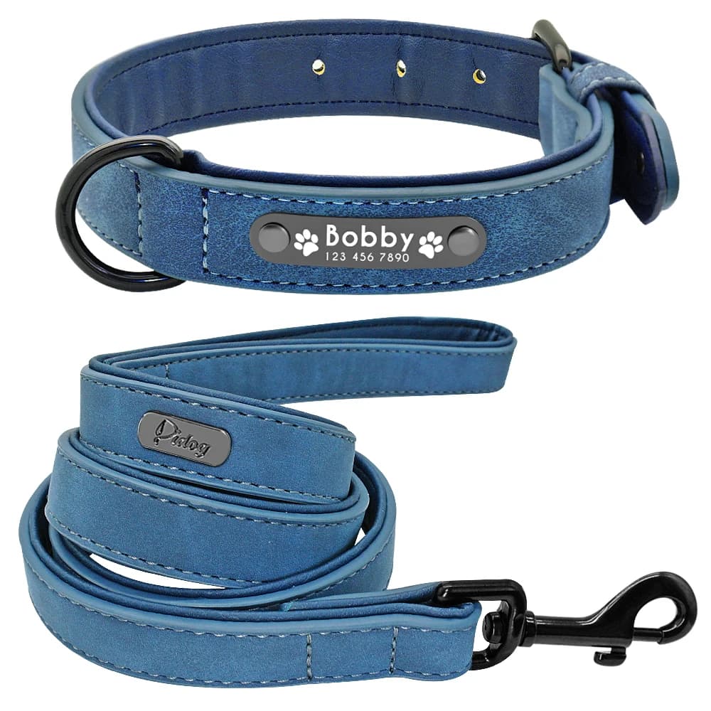 Collar de cuero para perro, conjunto de correas personalizadas, collares para perros personalizados, correa de cuero de 2 capas para perros pequeños