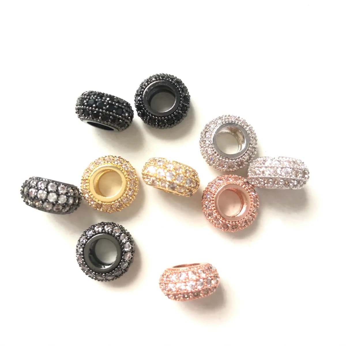 Cuentas espaciadoras de rueda de agujero grande para mujer, pulsera, collar de niña, fabricación de accesorios de joyería de cobre, hallazgos al