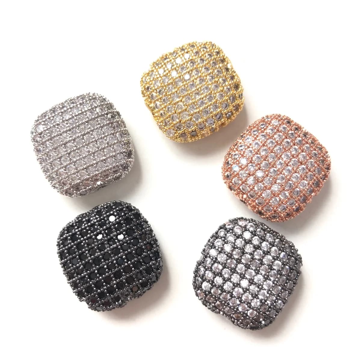 Cuentas espaciadoras cuadradas pavimentadas de circonia para mujer, centro de mesa de gran tamaño, fabricación de pulseras de joyería, accesorio de